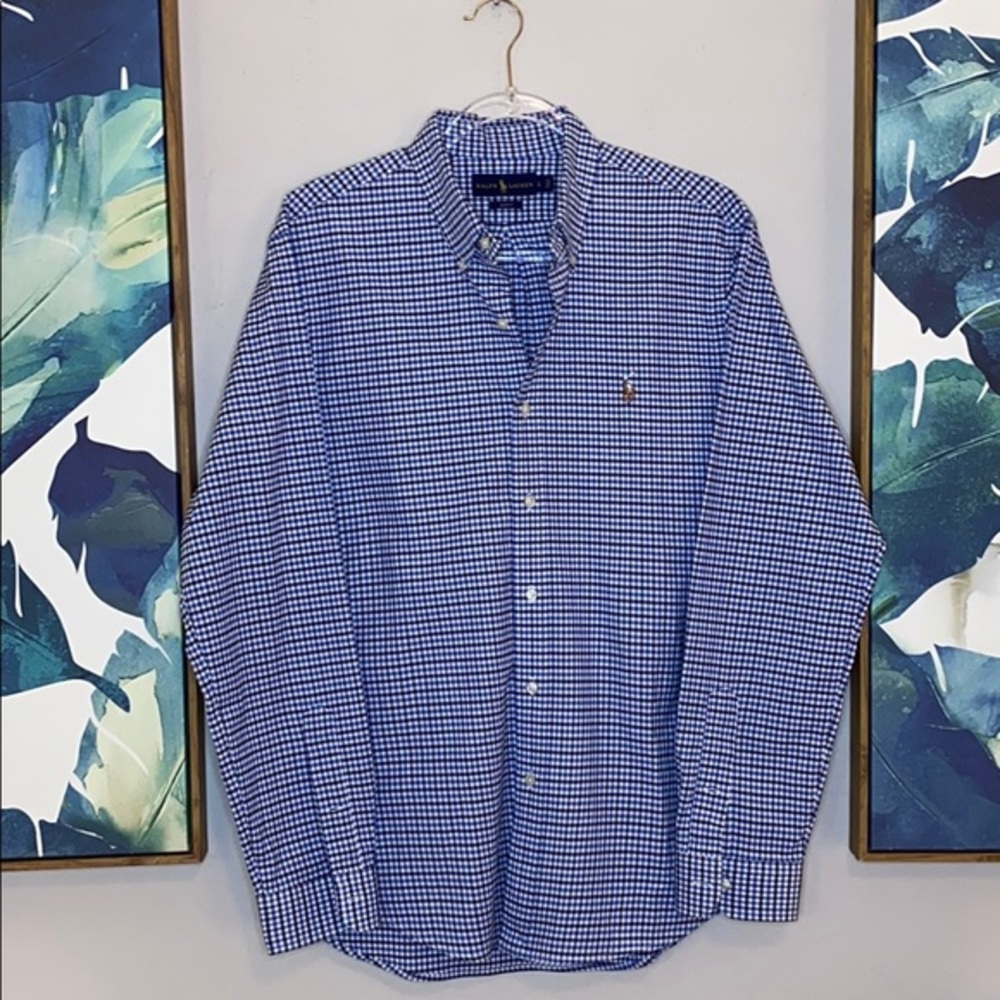 Ralph Lauren Men’s Large Button Down Shirt in Blue Check & Excellent Condition